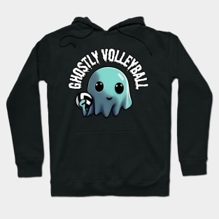 A cute ghost playing Volleyball: The Enchanting Game of Ghostly Volleyball, Halloween Hoodie